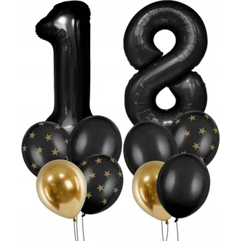 Party dekorace Balónková sada k 18. narozeninám, černá balónky narozeninová dekorace osmnáctka