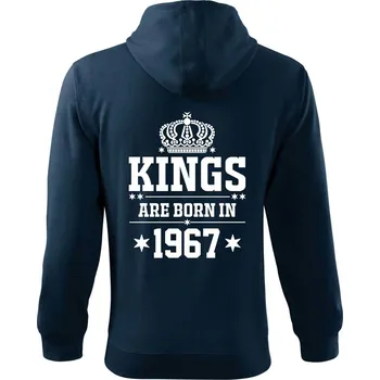 Pánská mikina Kings are born in 1967 - Mikina s kapucí na zip trendy zipper - 3XL ( Námořní modrá (velmi tmavá - téměř černá) )