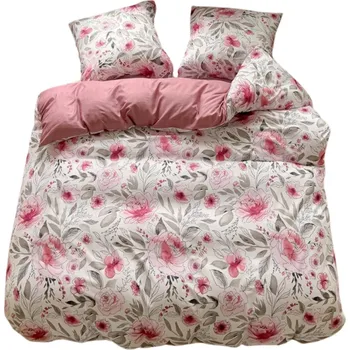Povlečení GierekHoff LOŽNÍ POVLEČENÍ 160x200 OBOUSTRANNÉ BAVLNA SATÉN 3DÍLNÁ SADA RŮŽE