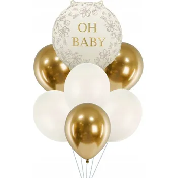 Balónek Sada balónků Oh Baby, krémovo-zlatá