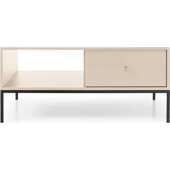 Konferenční stolek Moderní konferenční stolek do obývacího pokoje 103 cm, pískově béžová barva, černý rám