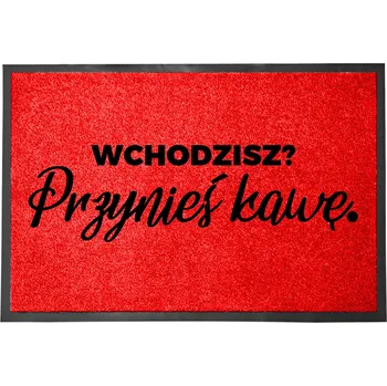 VSTUPNÍ ROHOŽKA 40X60 ČERVENÁ POD DVEŘE HUMOR NÁPIS KÁVA = ÚVOD.