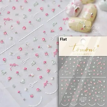Kawaii květinové samolepky na nehty s 5D efektem | ozdoby, nálepky - MS637
