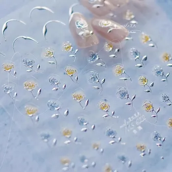 Umělé nehty 5D květinové samolepky na nehty růže | samolepky, nehtové doplňky - 1 ks MS621Y