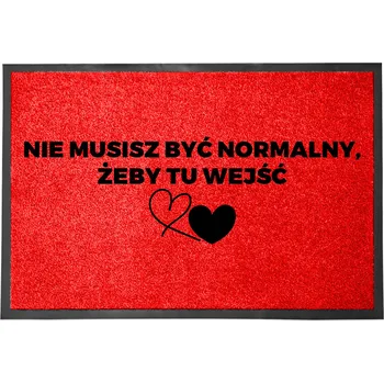 Obraz VSTUPNÍ STĚRAČ 40X60 ČERVENÝ HUMOR NÁPIS NORMÁLNOST NENÍ NUTNÁ