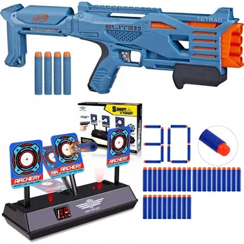 Dětská zbraň PISTOLE NERF ELITE 2.0 TETRAD QS-4 SADA + TERČ NA 3 CÍLE + 30 ŠIPEK