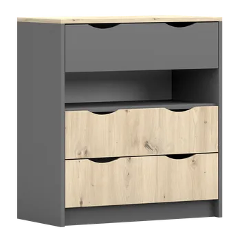 Dětská skříň Nábytek PEGAS s.r.o. Komoda 3S - JOY II 03, Šedá/Dub Artisan