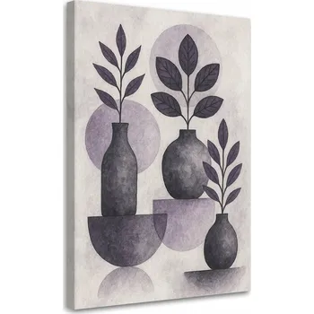 Obraz Obraz Japandi, Listy Vázy Geometrické Grafit Minimalismus 40x60
