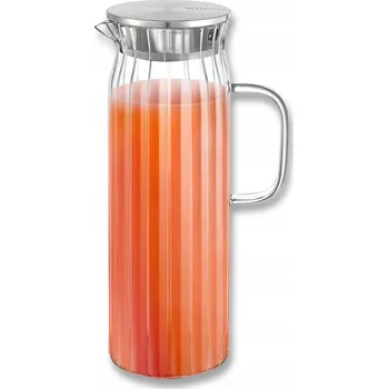 Skleněný džbán s vroubkovaným povrchem a víkem WILMAX VYSOKÝ 1,5 l na nápoje, vodu a džusy