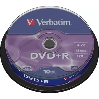 Ukládání dat Verbatim DVD+R MattSilver, 16x, 4,7GB, ( 10-Pack) spindle