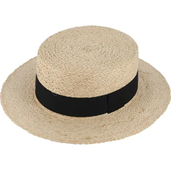 Klobouk Fiebig - Headwear since 1903 Letní slaměný nemačkavý boater klobouk - unisex žirarďák - Fiebig Canotier Velikost: 59 cm (L)