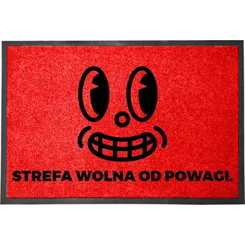 Rohožka VSTUPNÍ ROHOŽKA 40X60 ČERVENÁ KE DVEŘÍM HIT NÁPIS ZÓNA BEZ SRANDY.