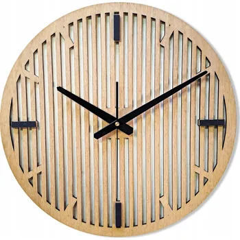 Hodiny VELKÉ, MODERNÍ DŘEVĚNÉ HODINY NA ZEĎ, LAMELY, LOFT, DO OBÝVÁKU, TICHÉ