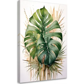 Obraz Obraz do ložnice, Monstera Listy Akvarel Zelená Botanika 40x60