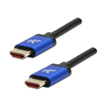 Video kabel Video kabel HDMI samec - HDMI samec, HDMI 2.1 - Ultra High Speed, 2m, pozlacené konektory, hliníkové provedení krytky, modrý, Logo