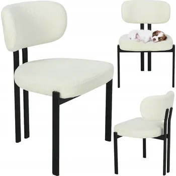 Židle HowHomely látka bílá 1 ks