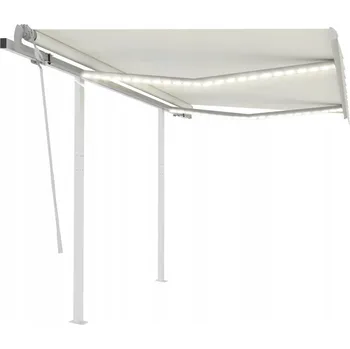 Markýza VidaXL Ručně ovládaná markýza s LED osvětlením, 3x2,5 m, krémová