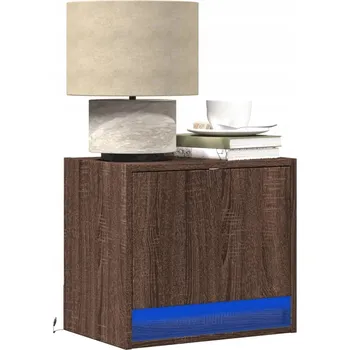 Noční stolek VidaXL Závěsné noční stolky s LED, 2 ks, hnědý dub