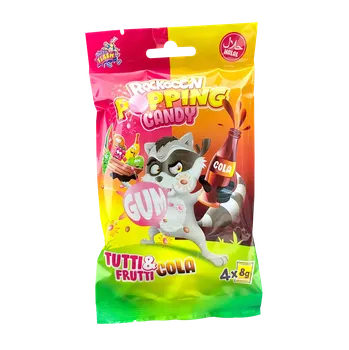 Bonbon Rackooon Popping Candy - žvýkačky s příchutí Cola a Tutti Frutti [Alex sweets, 32 g]
