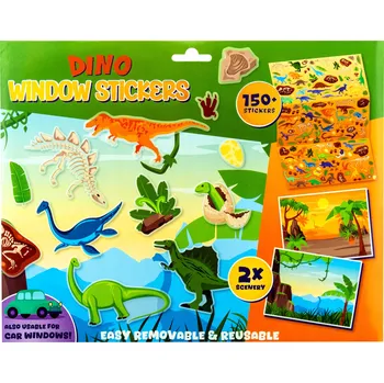 Obraz Samolepky na sklo Okno DINOSAUŘI opakovaně použitelné 150+ kusů POZADÍ x2