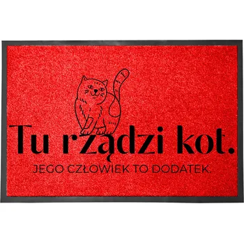 Rohožka VSTUPNÍ ROHOŽKA ČERVENÁ HIT - TADY VLÁDNE KOČKA, ČLOVĚK JE JEN DOPLNĚK.