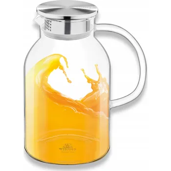 Skleněný džbán z borosilikátového skla na nápoje s kovovým víkem Wilmax 2100 ml