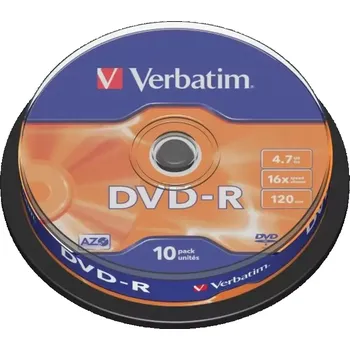 Optické médium Verbatim DVD-R MattSilver, 16x, 4,7GB, ( 10-Pack) spindle