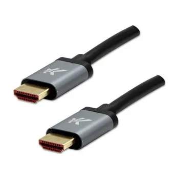 Video kabel Video kabel HDMI samec - HDMI samec, HDMI 2.1 - Ultra High Speed, 2m, pozlacené konektory, hliníkové provedení krytky, šedý, Logo