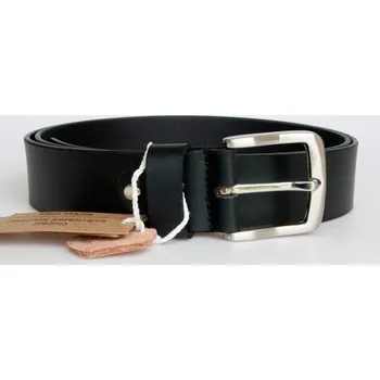 Opasek Matně černý kožený opasek Bullburry 115 cm dlouhý z pevné kůže 39 mm široký s lesklou přezkou