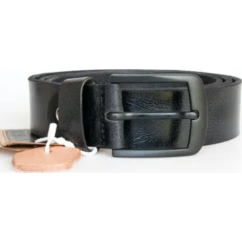Opasek Černý kožený opasek 105 cm dlouhý z pevné silné kůže 40 mm široký s matnou černou přezkou