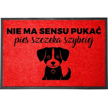 VSTUPNÍ ROHOŽKA 40X60 ČERVENÁ S HUMORNÝM NÁPIS NEKLEPAT – PES JE RYCHLEJŠÍ