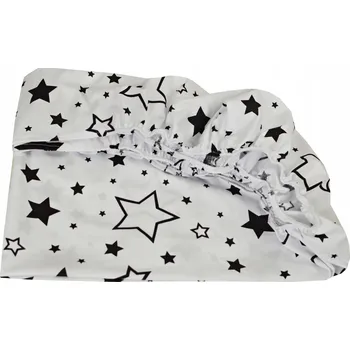 Prostěradlo BAVLNĚNÉ PROSTĚRADLO PROSTĚRADLO DO POSTÝLKY 120X60 BAVLNA BAVLNĚNÉ, ČERNÉ HVĚZDIČKY