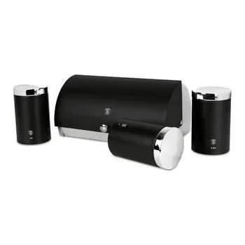 chlebník BERLINGERHAUS Chlebník a sada dóz na potraviny 4 ks Matte Black Collection BH-6733