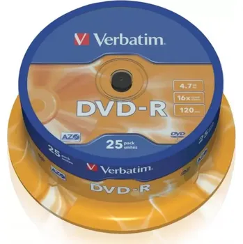 Ukládání dat Verbatim DVD-R MattSilver, 16x, 4,7GB, ( 25-Pack) spindle