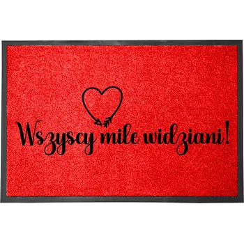 VSTUPNÍ STĚRAČ 40X60 ČERVENÝ HUMOR HIT NÁPIS VŠICHNI JSOU VÍTÁNI