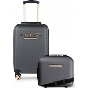 PUCCINI Sada cestovních kufříků 2v1: Kabinový kufr + ABS Kufřík Šedá