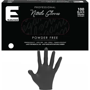 Rukavice Černé profesionální nitrilové rukavice ELEGANCE Nitrile gloves S - Black 100ks