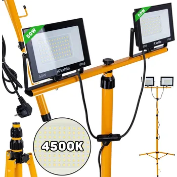 Průmyslové svítidlo Keltin Dílenská lampa LED SMD 2x 50 W (2x 4500 lm), na stojanu, neutrální bílá (4500K), 230 V