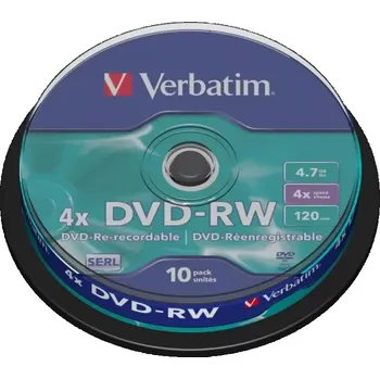 Ukládání dat Verbatim DVD-RW MattSilver, 4x, 4.7GB (10-Pack) spindle