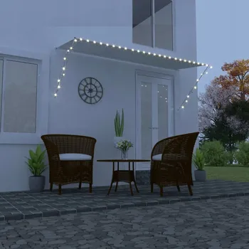 Markýza Výsuvná markýza s LED osvětlením, 350 x 150 cm, krémová