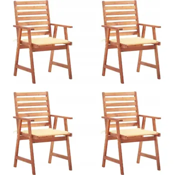 VidaXL Zahradní židle s polštáři, 4 ks, masivní akátové dřevo