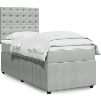 Postel vidaXL Box spring postel s matrací 90x190 cm samet [3292228] Barva: světle šedá