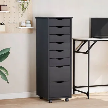 Komoda Skříňka na kolečkách MOSS se zásuvkami, šedá, borovice