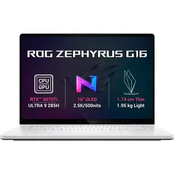 Notebook ASUS ROG Zephyrus G16/GU605CR-NEBULA169X/U9-285H/16"/2560x1600/32GB/2TB/RTX 5070Ti/W11P/White/2R
