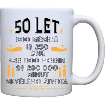 Keramický hrnek s potiskem 50 let dny Objem a motiv: 330 ml ouško srdce
