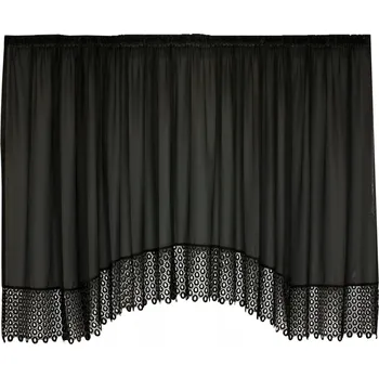 Záclona Hotová záclona voál ČERNÁ s guipurou černou KAPKY záclony KRAJKY 500x160