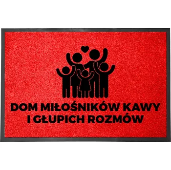 Rohožka VSTUPNÍ ROHOŽKA 40X60 ČERVENÁ HUMOROVÁ HIT NÁPIS KÁVA A HLUPÉ ROZMLUVY