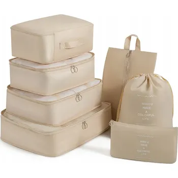 CESTOVNÍ ORGANIZÉR BÉŽOVÝ PRO BALENÍ KUFRU TAŠKY SADA 7 KUSŮ