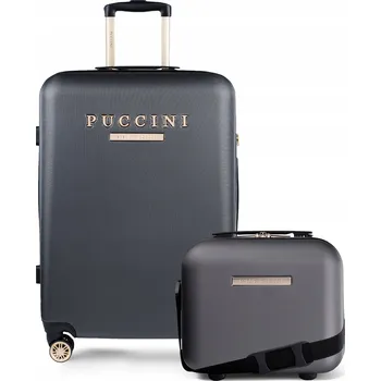 PUCCINI Sada cestovních kufrů ABS 2v1 Střední kufr + Kufřík Šedá