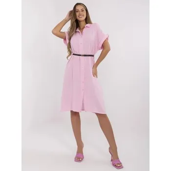 Dámské šaty Světle růžové mušelínové šaty s knoflíky